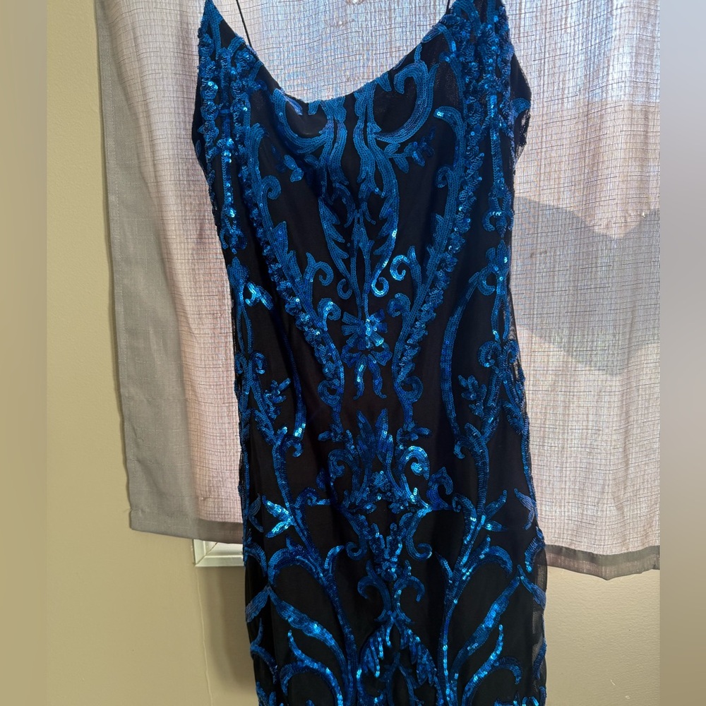 Elegant Blue Sequin Dress